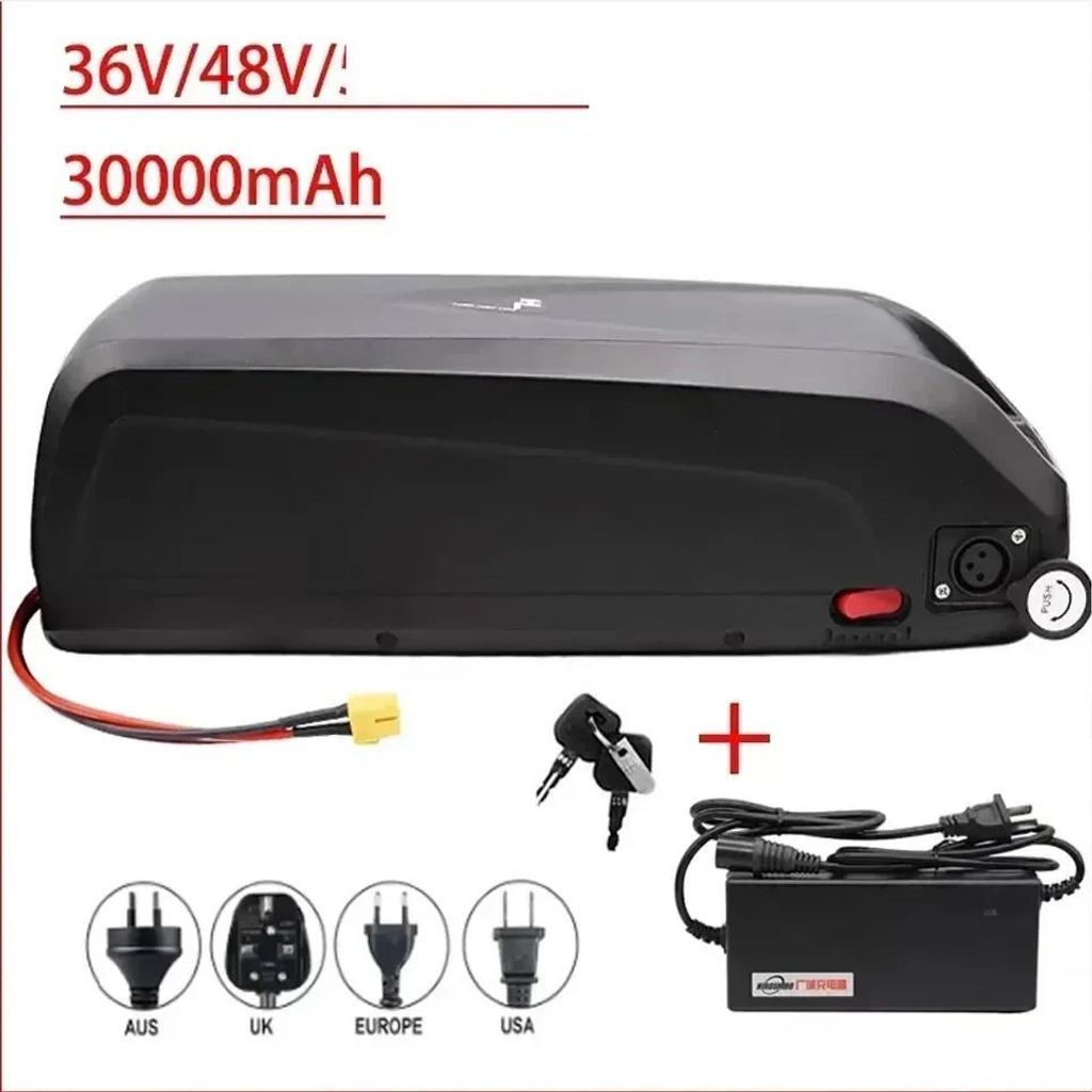 E-Bike Akku - Rahmenakku Li-Ion - 36V 20Ah - T-Stecker - Mit BMS und Ladegerät - Grau