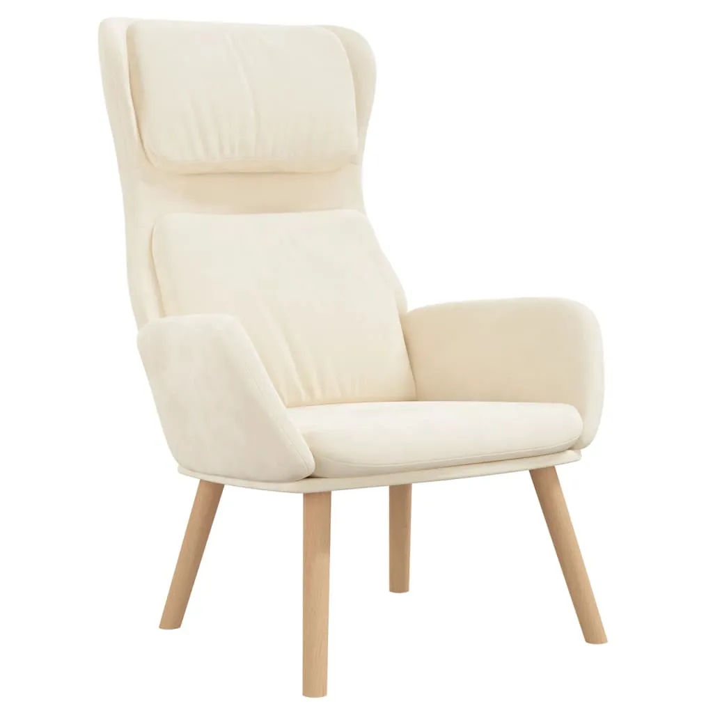 vidaXL Poltrona Relax Velluto Bianco Crema - Seduta Comfort Living - 3