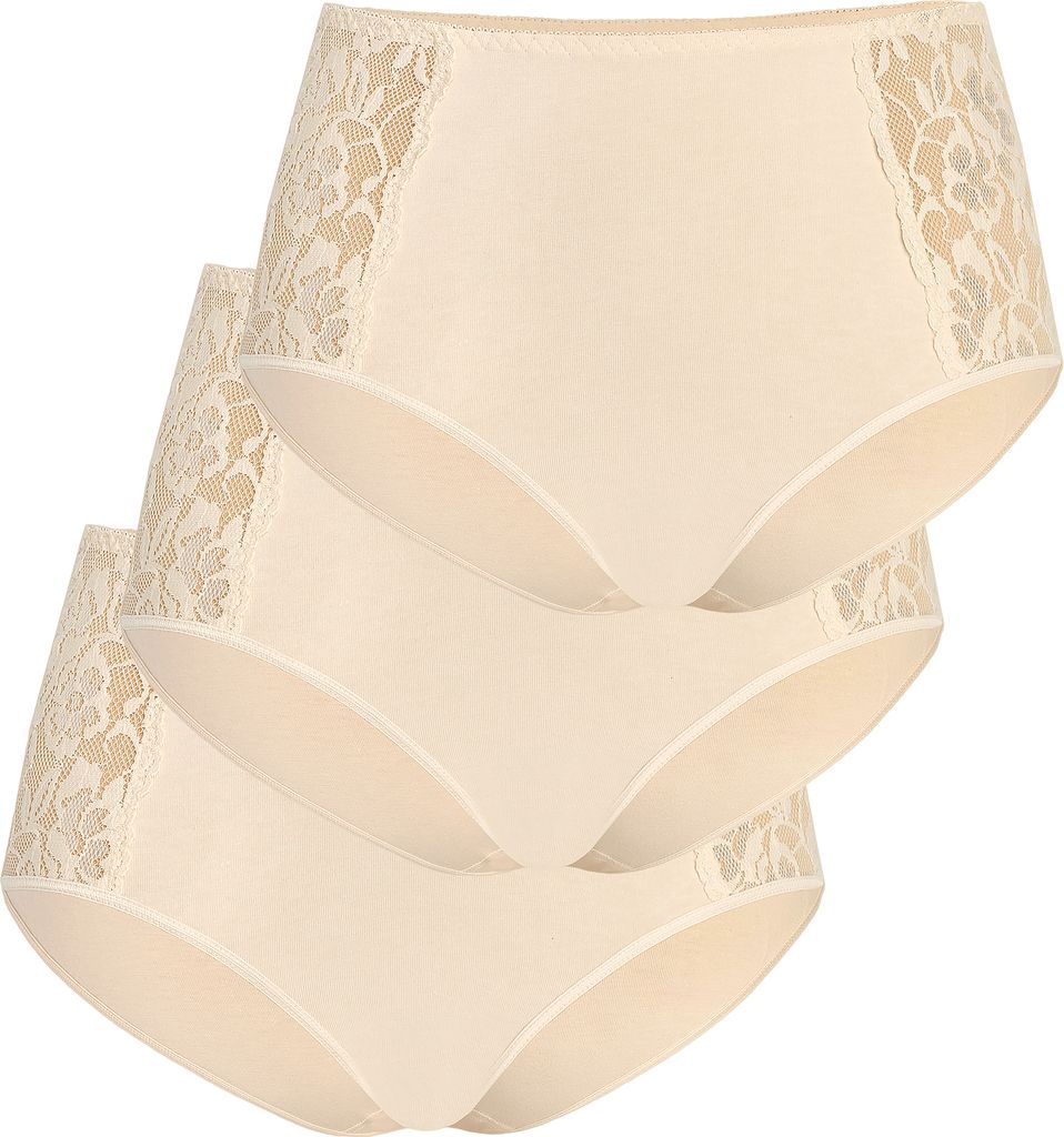 Teyli 3er Pack: Hohe Taille Baumwollslip mit Spitze Loren Female 140-3 beige XL