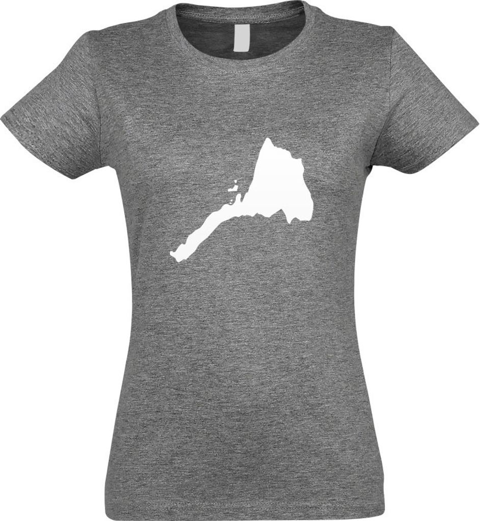 Kiwistar - T-Shirt tailliert - Damen - Graumeliert - Eritrea Umriss Kontur - mit Motiv Bedruckt - Funshirt Design - Sport - Freizeit - Damen - XL