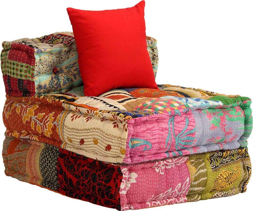 vidaXL 3-Sitzer Modularer Pouf Patchwork Stoff