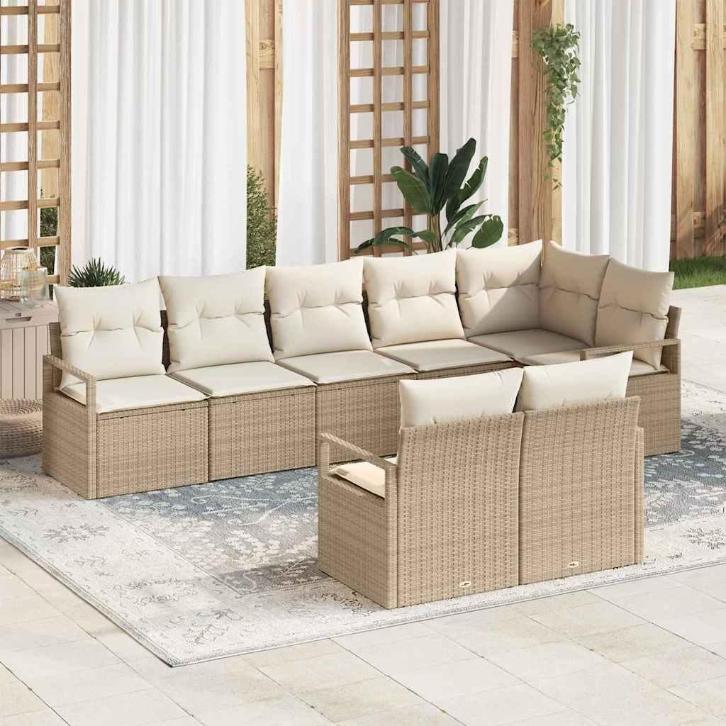 Maison Exclusive - Sofa Set mit Kissen 8 pcs Beige Poly Rattan