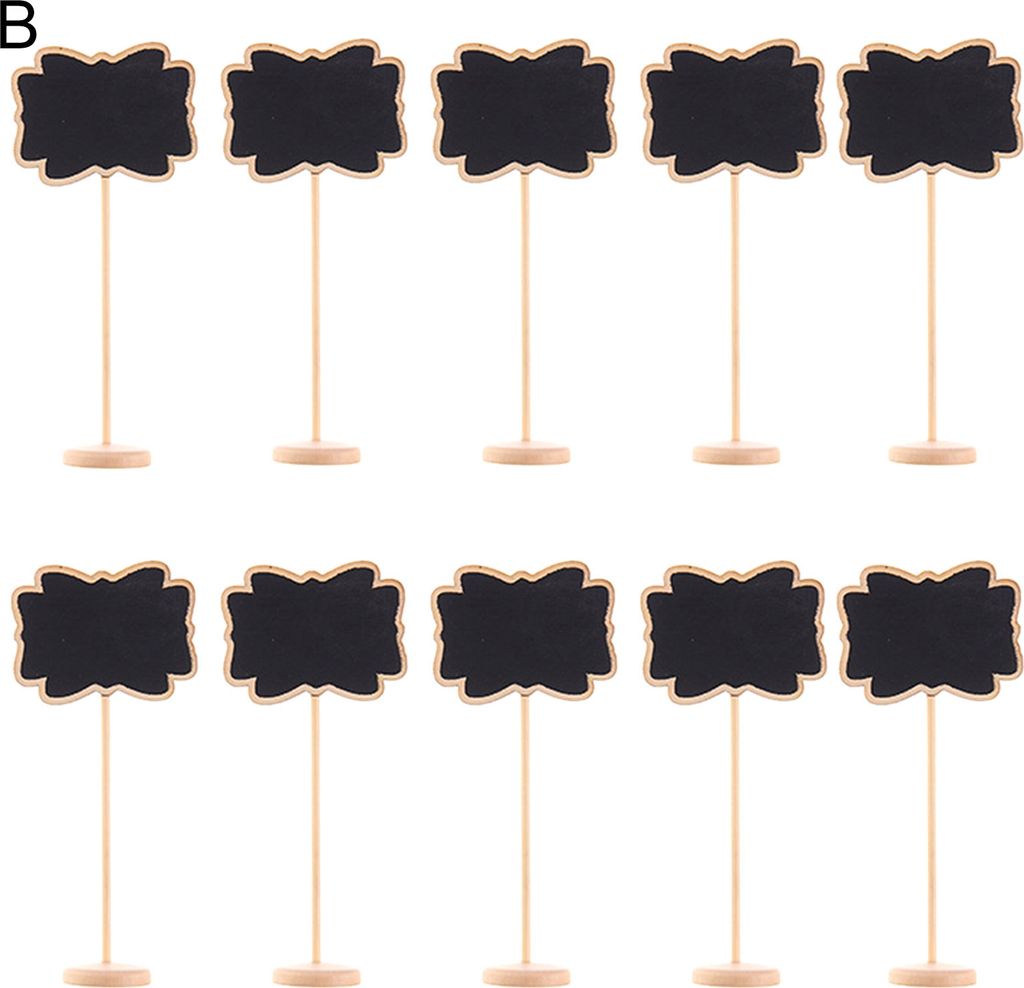 10pcs Mini-Kreideb wiegen kreative Form auf auffälliger Holz kleine Tafelnachrichten mit der Tafel mit Ständer für zu Hause-B
