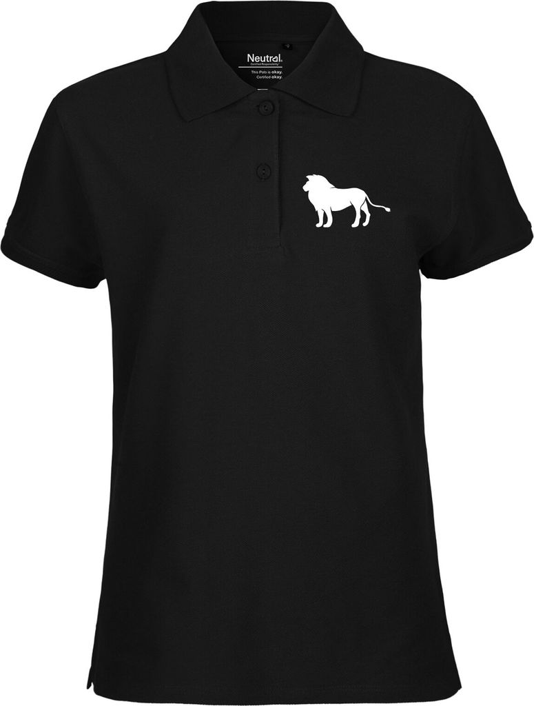 Huuraa Damen Polo Shirt Löwe Silhouette S Black Bio Baumwolle Fairtrade Poloshirt Geschenkidee