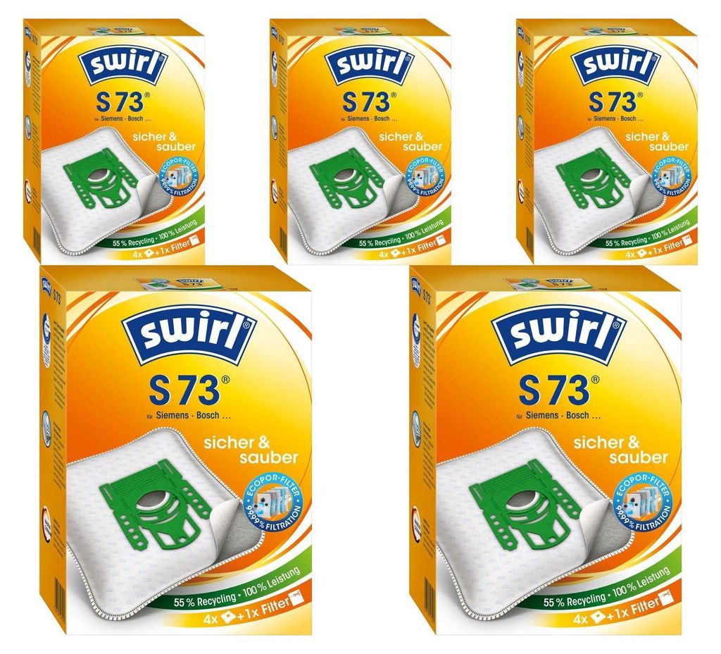 5 Pakete Swirl Staubsaugerbeutel S73 / S 73 EcoPor für Produktbild 