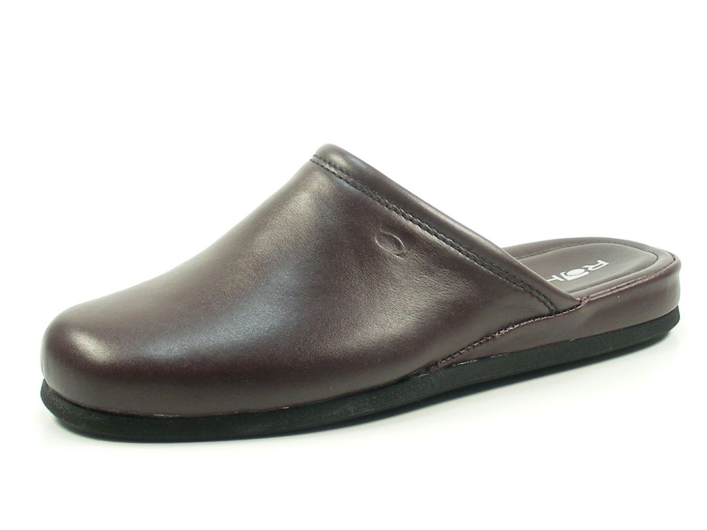 Rohde 6600-48 Varberg Herren Hausschuhe Pantoffeln Leder weinrot, Größe:45 EU, Farbe:Rot