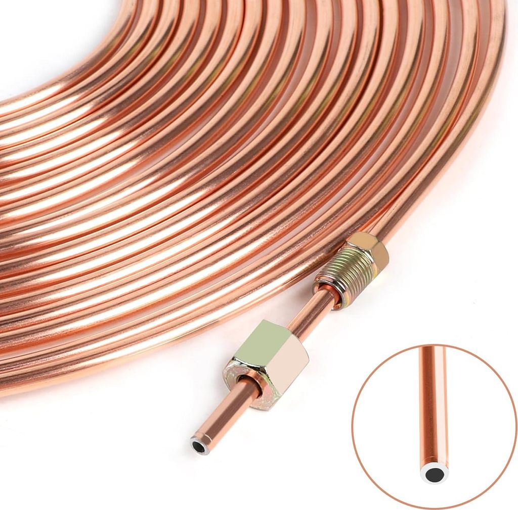LALAGO Kupferbremsleitung 10 Meter Ø3/16" (4,75mm), mit 20 Muttern, bereit zur Installation, Filzgerät, allgemeines Bremskit für Autos