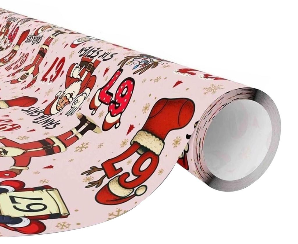 Weihnachtsgeschenkpapier, 67er Edition, festliche Weihnachtsverpackung, lustiges Wichtelgeschenk für Freunde und Kollegen