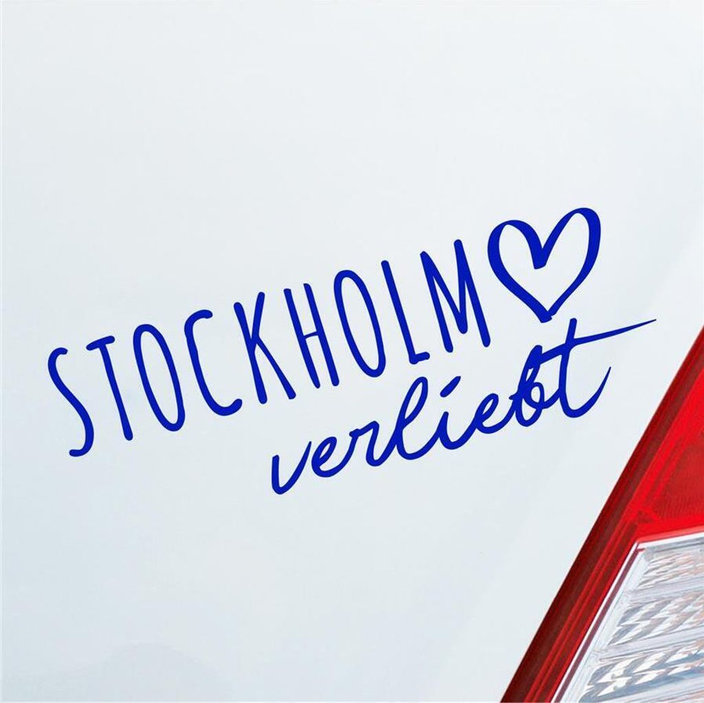 Auto Aufkleber Stockholm verliebt Herz Stadt Heimat Liebe Car 19x7 cm Dunkelblau Sticker Heckscheibenaufkleber