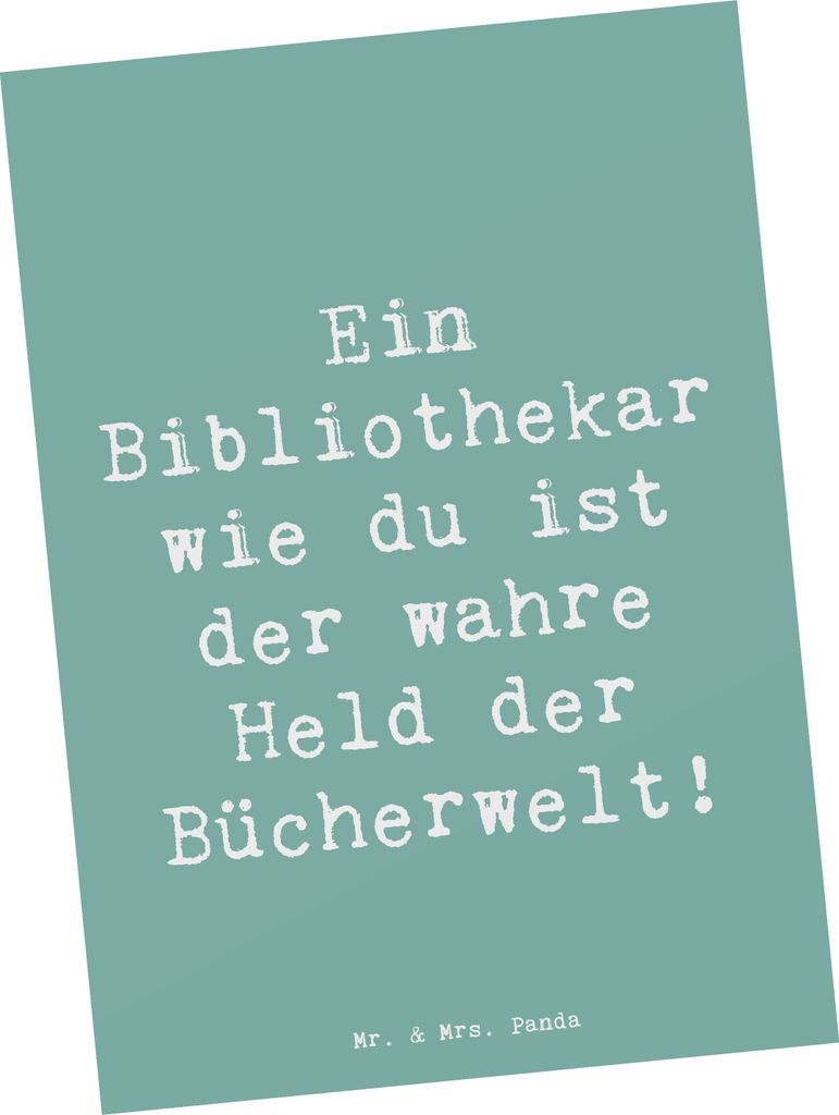 Mr. & Mrs. Panda Postkarte Spruch Bibliothekar Held - Meeresbrise - Geschenk, Bibliothekare feiern, Liebe zu Büchern, Buchliebhaber, Wertschätzun...