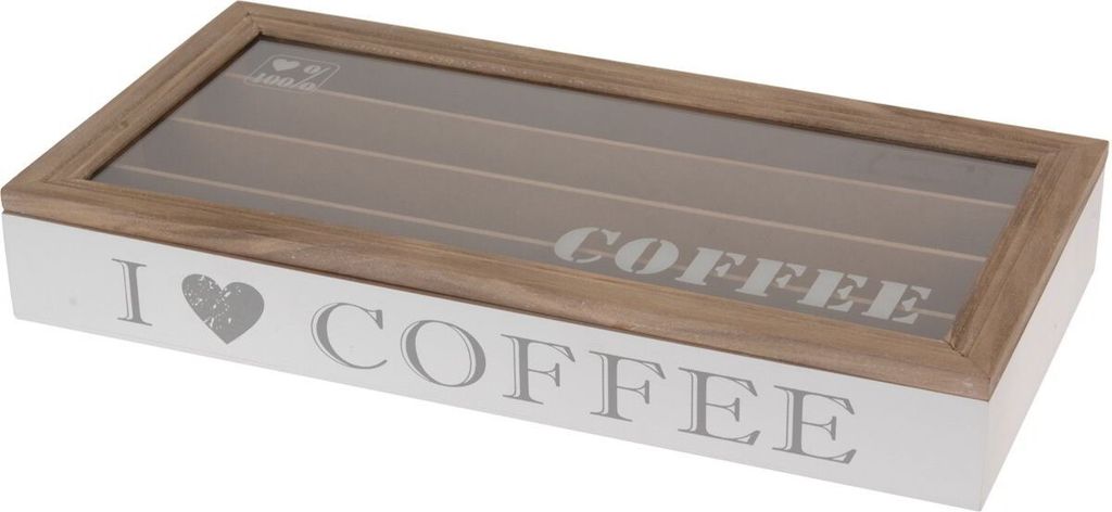 Kaffeekapsel Box Halter 4 Fächer 34,5x17,5x5cm weiss Aufbewahrungsbox Kaffeecups