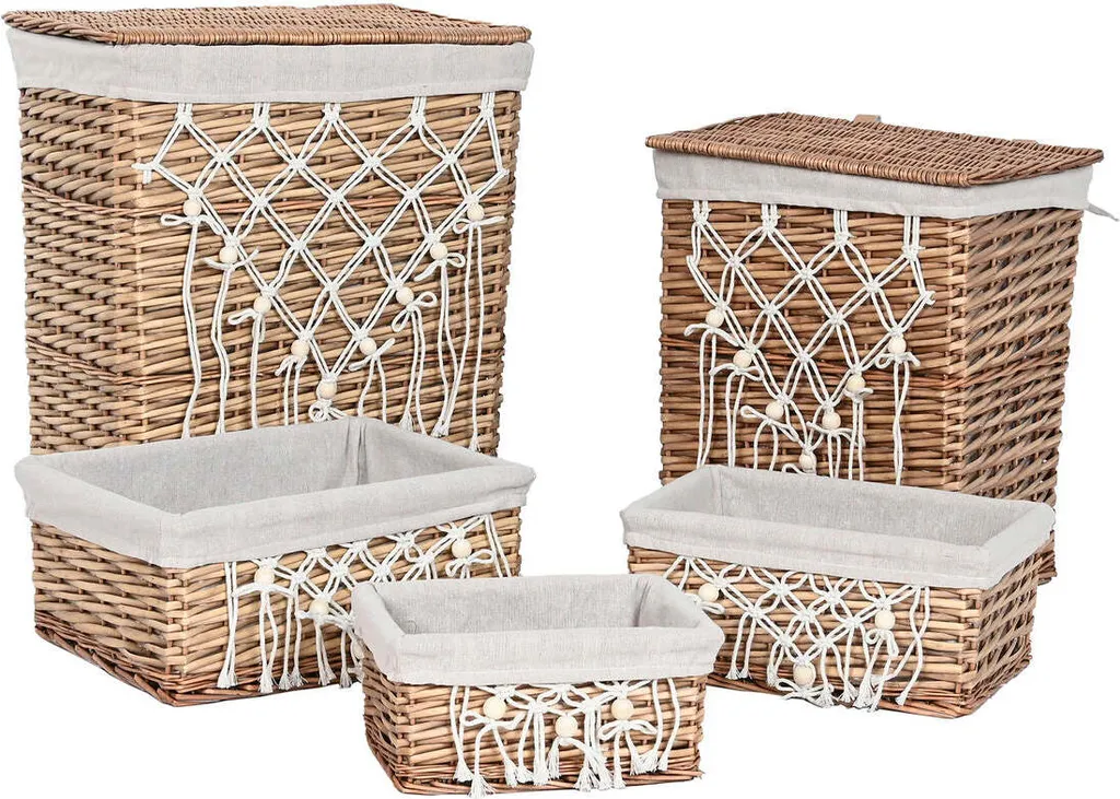 Panier linge blanc Home ESPRIT pour tri efficace style Shabby Chic 5p