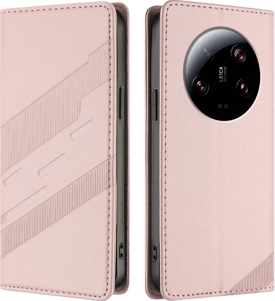 Hülle für Xiaomi 13 Ultra, Kunstleder Brieftaschen Handyhülle mit Kartenfach und Standfunktion Pink