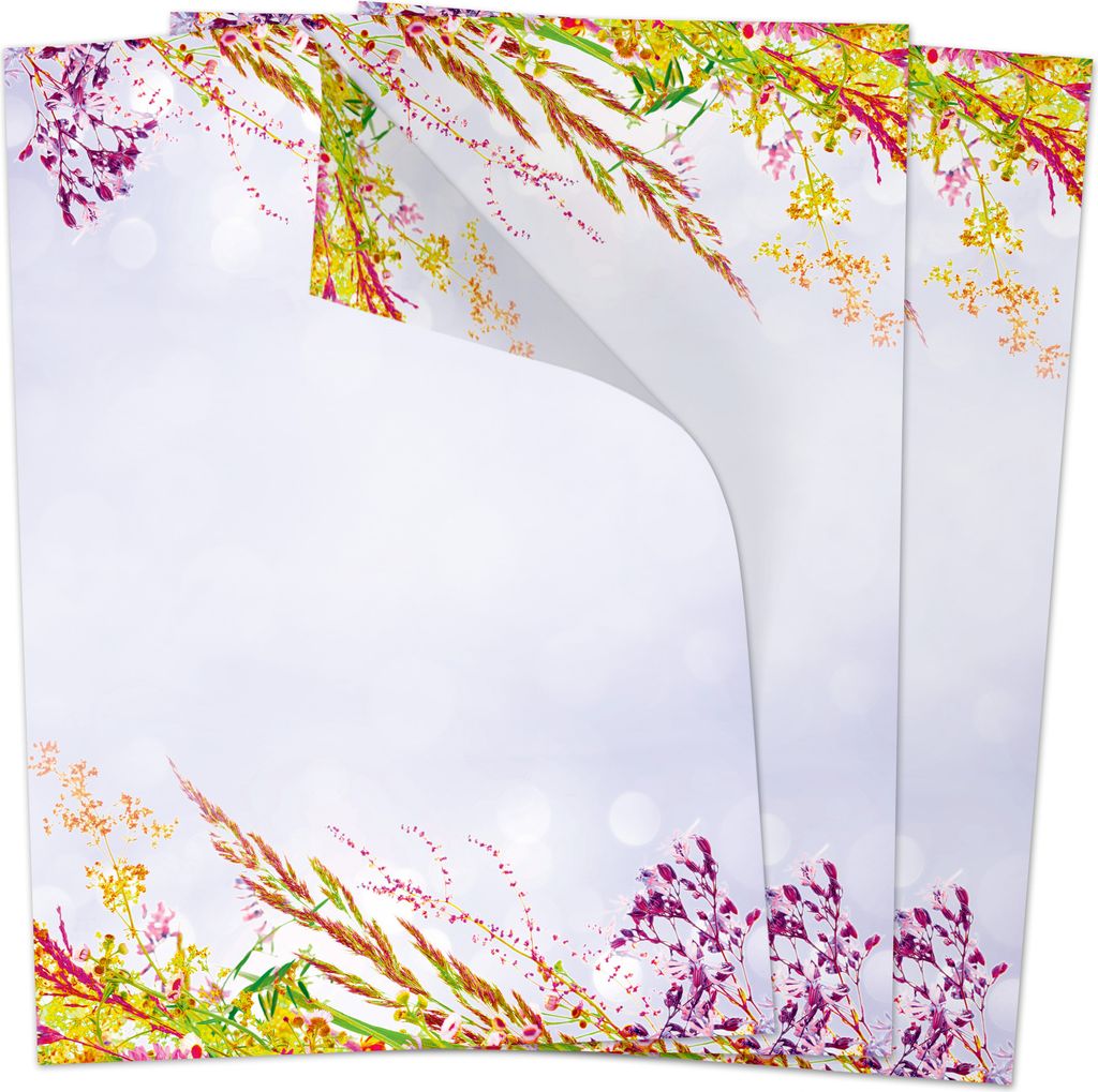 50 Blatt Briefpapier (A4) | Bunte Gräser | Motivpapier | edles Design Papier | beidseitig bedruckt | Osternpapier Motiv Ostern | 90 g/m²
