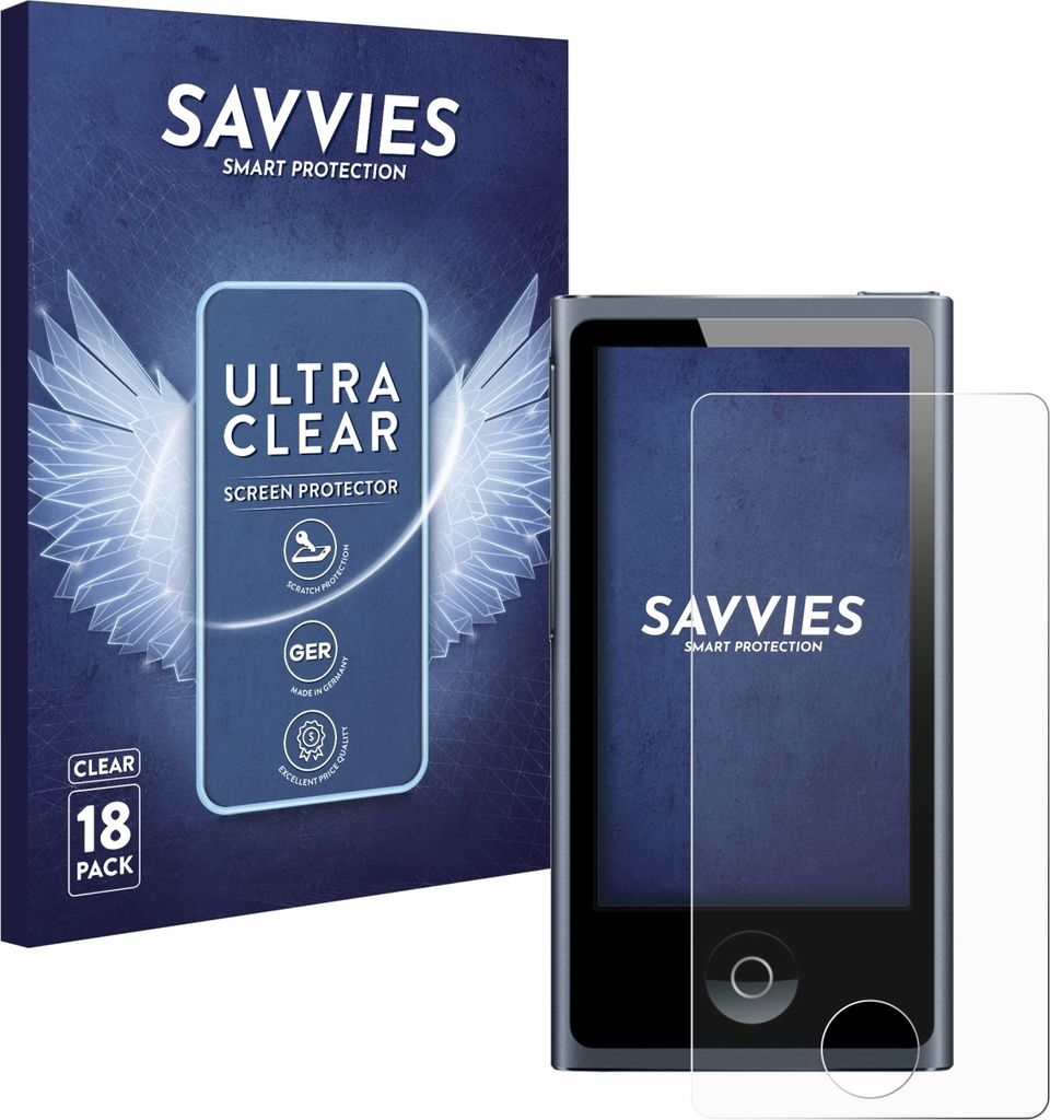 18x Für Apple iPod nano 2012 (7. Gen.) Schutzfolie Savvies Displayschutz Display Schutz Folie Klar Transparent