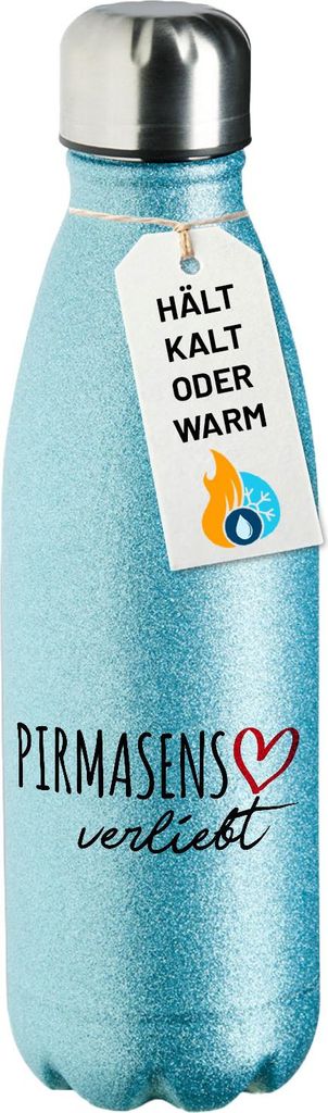 Huuraa Trinkflasche Pirmasens verliebt 500ml Blue Edelstahl Wasserflasche Trinkflasche Geschenkidee