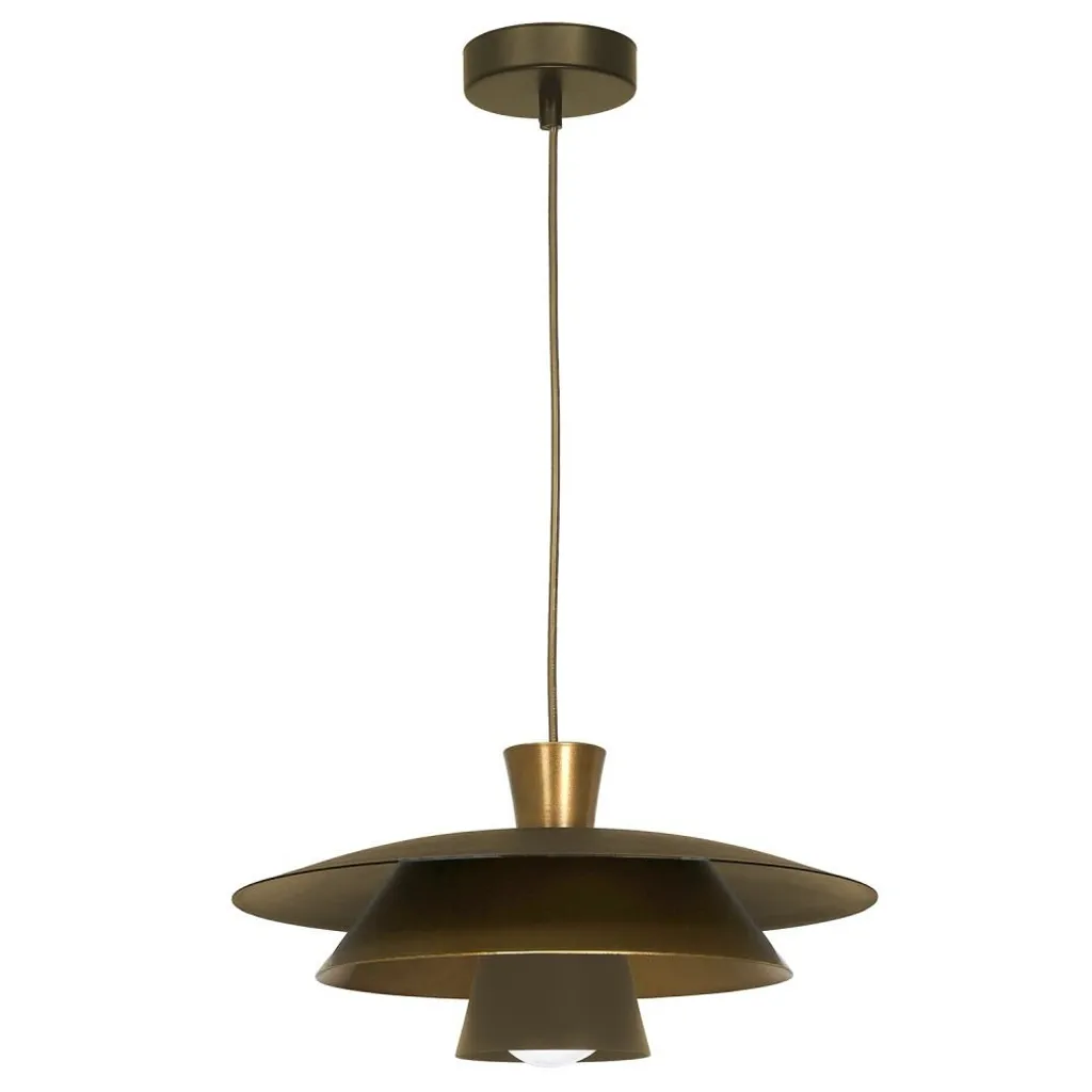 Suspension Plato titane et or Luminex 1xE27 15W pour salon moderne