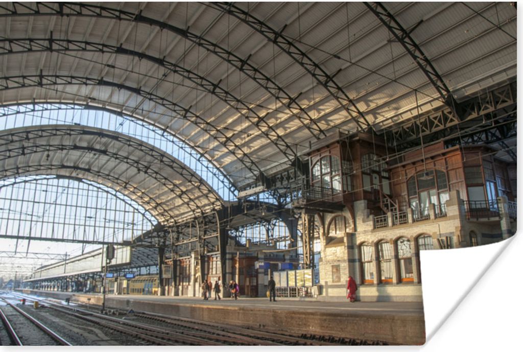 MuchoWow Poster Bahnhof - Haarlem 180x120 cm - Fotoplakat