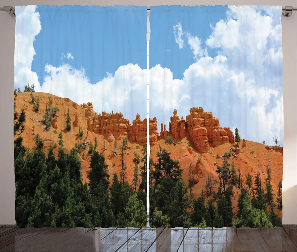 Rideaux de Salon Universels avec Crochets Motif Paysage 280 x 225 cm