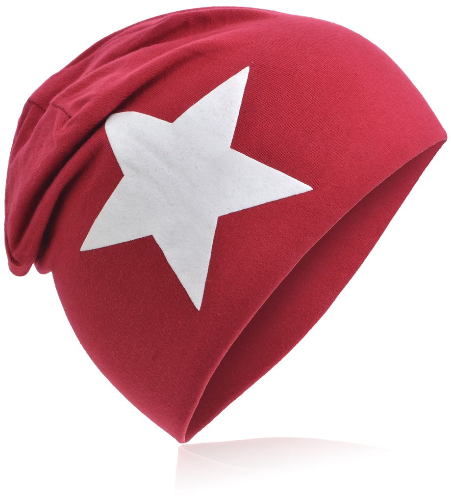 Kinder Beanie Gross Stern Weinrot L