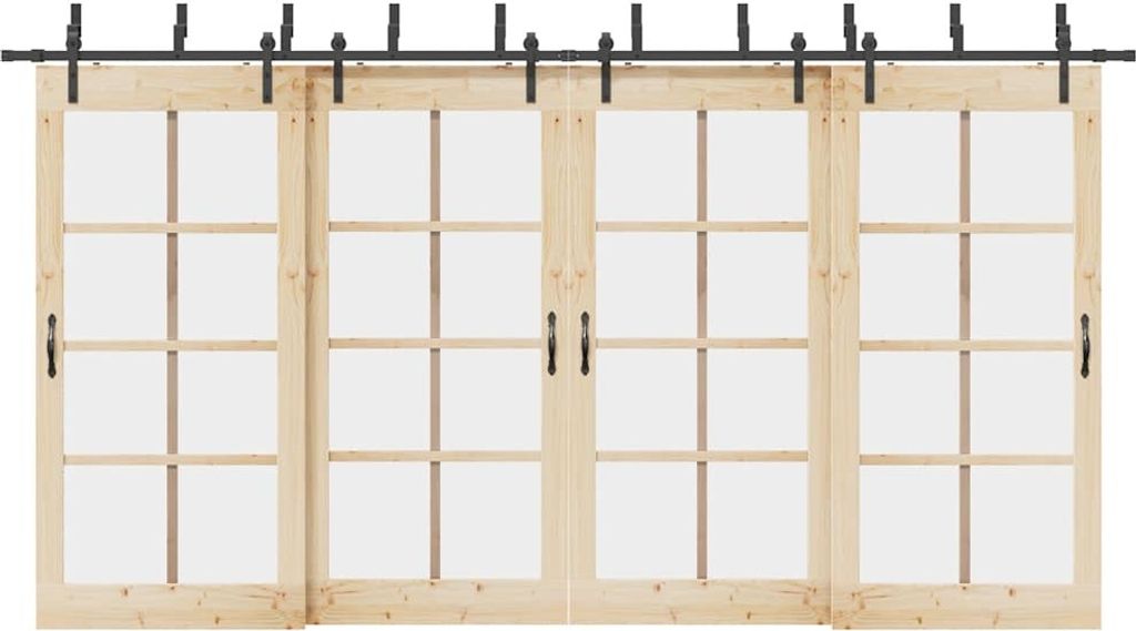 Schiebetürbeschlag-Set 213,5 cm Stahl Schwarz 3295740