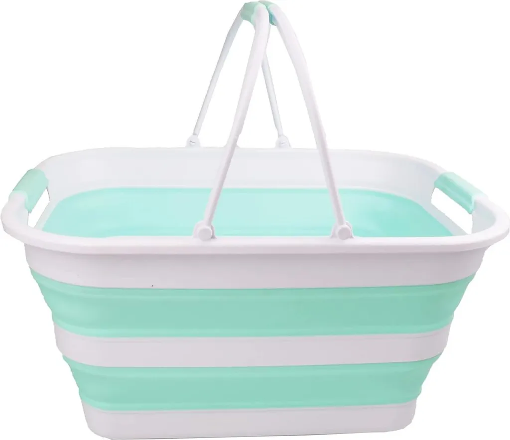 Baignoire portable pliable 29L et panier de pique-nique blanc et vert
