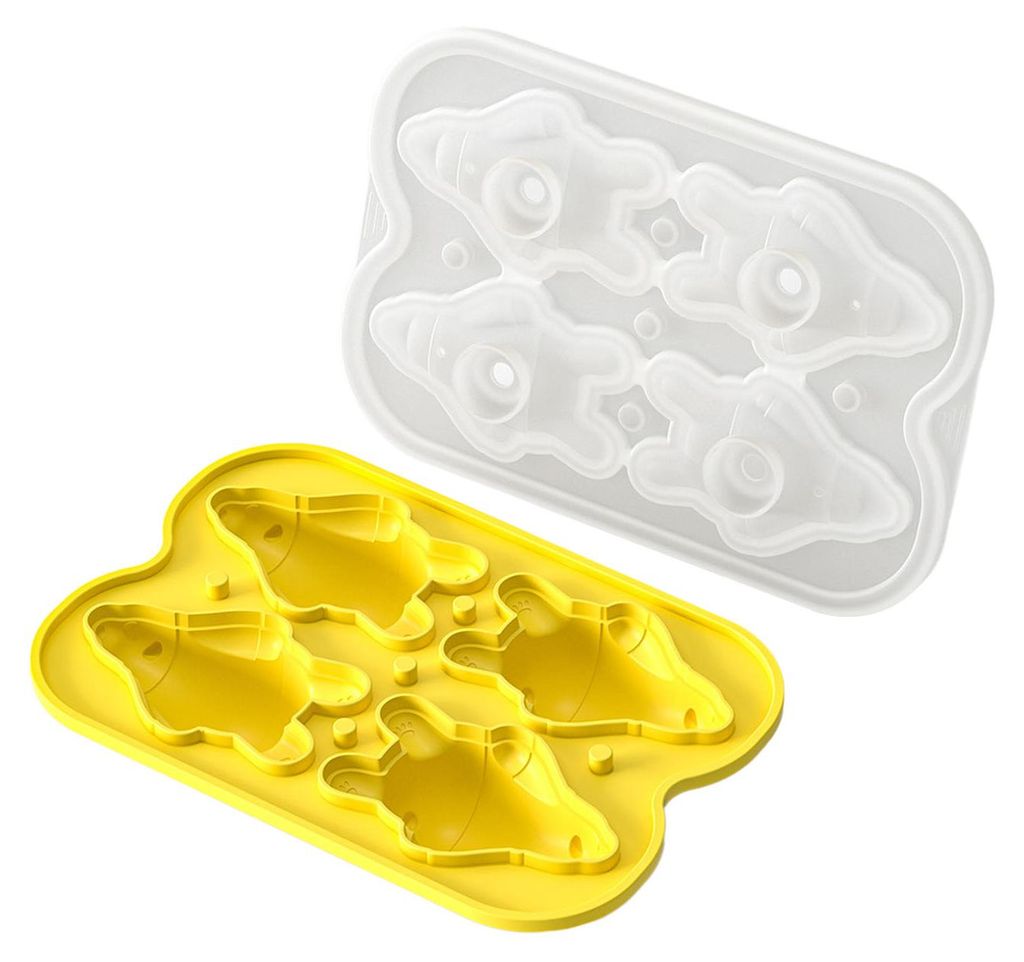 Eiswürfelform mit Deckel, liegender Bär, flexible Silikon-Eiswürfelform, auslaufsicher, stapelbar, Aufbewahrungsbehälter für Eiswürfel für d...