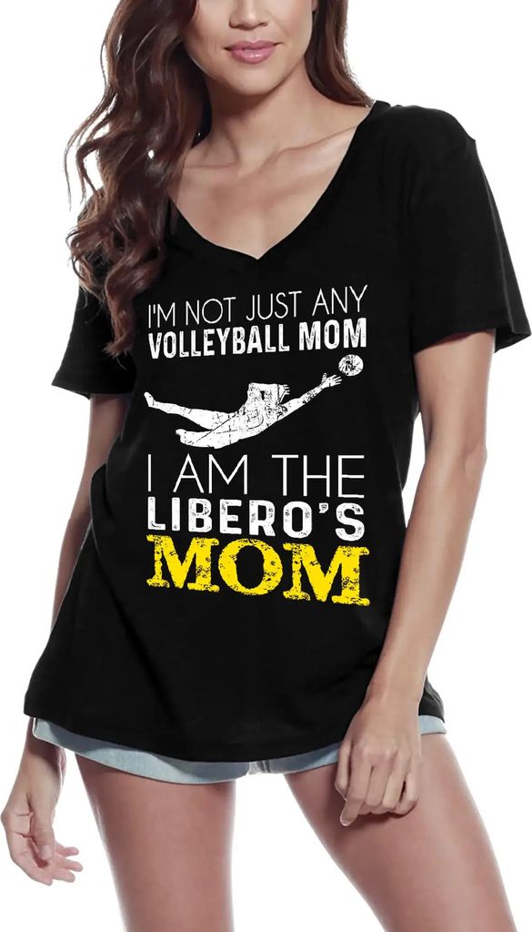 Damen Grafik T-Shirt V-Ausschnitt Volleyball-Mama – Volleyball Mom – Öko-Verantwortlich Vintage Jahrgang Kurzarm Lustige Druck Geburtstag Gesc...