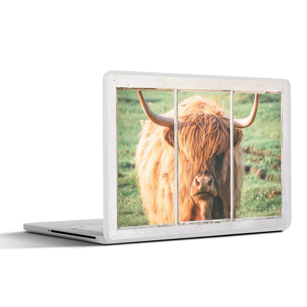 MuchoWow Laptop Aufkleber Sticker Cover Schottische Highlander - Natur - Ansicht 36.5x27.5 cm - Laptop-Sticker