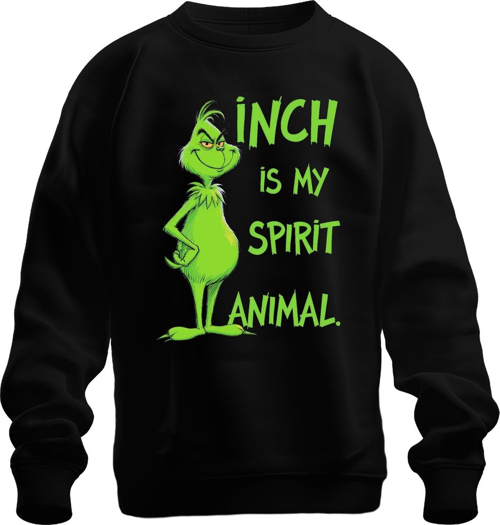 Grinch IS MY SPIRIT ANIMAL Weihnachten Weihnachtshumor Kultfilm Uni Sweatshirt Pullover, Schwarz, S