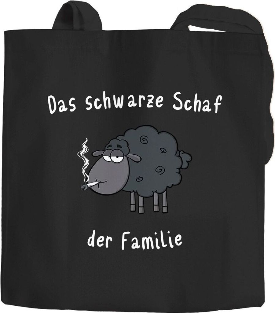 Jutebeutel Das Schwarze Schaf der Familie Stoffbeutel Moonworks Smoke schwarz 2 lange Henkel