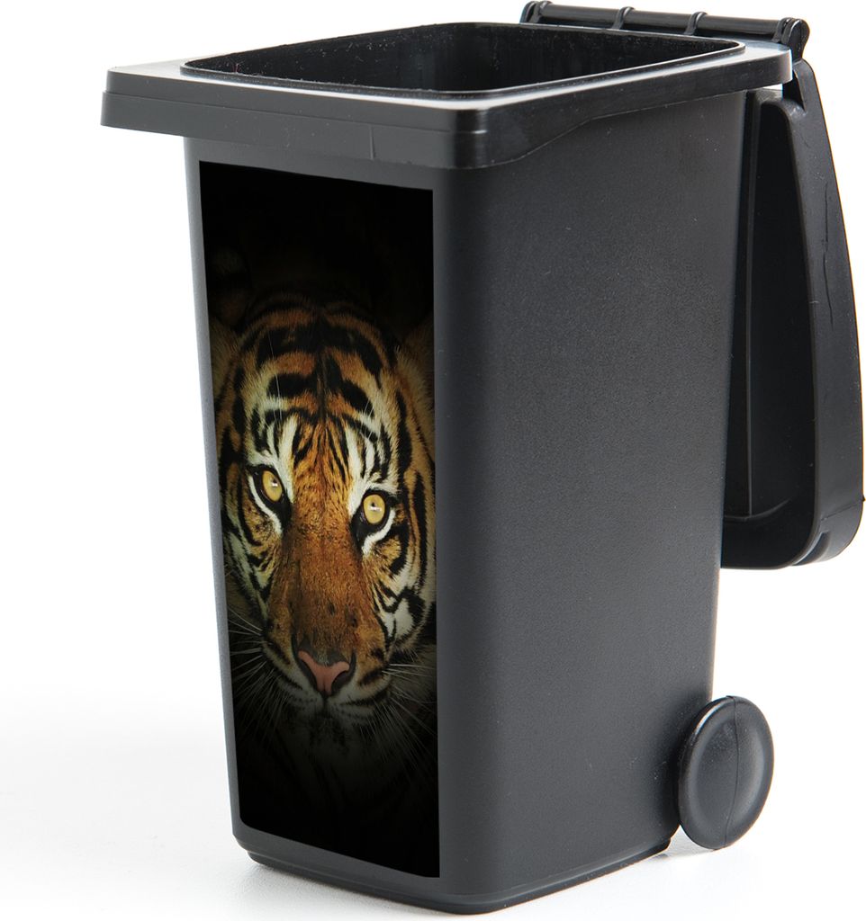 MuchoWow Mülltonnenaufkleber Tiger - Licht - Augen 38x80 cm - Behälteraufkleber - Mülleimer-Aufkleber - Container-Aufkleber