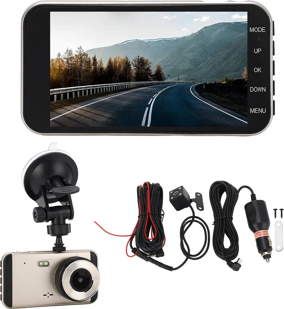 Dashcam de Sécurité avec Mode Parking - Caméra Voiture 1080P Double Canaux