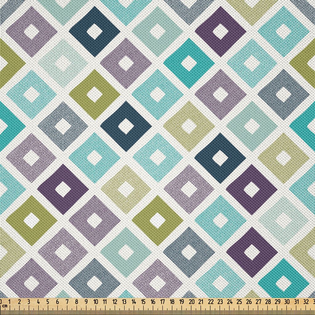 ABAKUHAUS Modern Satin Stoff als Meterware, Nahtloses geometrisches Rhombus spitzte Dreieck wie im Gekritzel-Art-Muster-Bild, 5 M (148 x 500 cm), M...