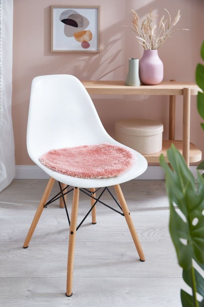 Sitzkissen 4er Set 40 cm Rosa rund Kunstfell Fellimitat Produktbild 4