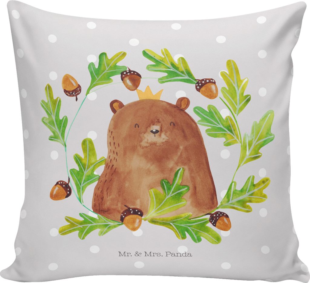 Mr. & Mrs. Panda Sofa Kissen Bär König - Grau Pastell - Geschenk, zier, Vatertag, Vater, Couchkissen, Sofakissen, Daddy, Bester Papa, bedruckt, 4...