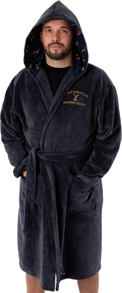 Robe de chambre à capuche Yellowstone Dutton Ranch NS7342 Bleu Marine S