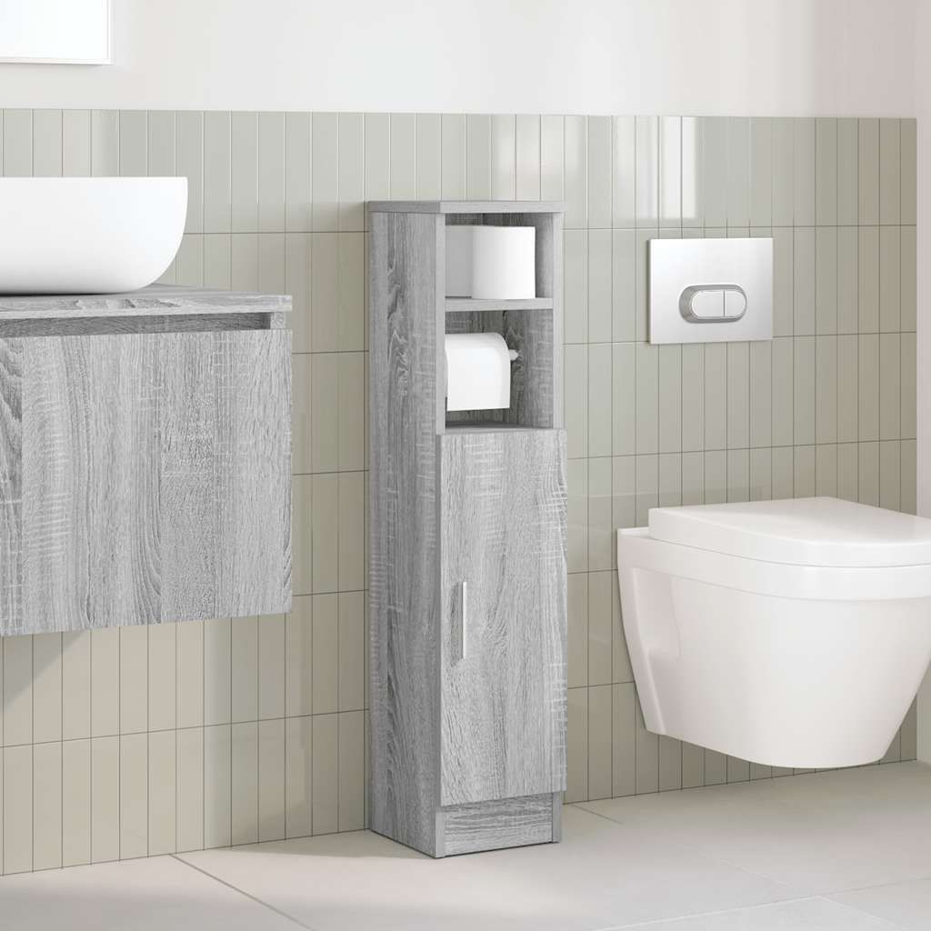 Monderne Toilettenschrank 1PC - Badezimmerschrank - Badschrank mit Rollenhalter Grau Sonoma 20,5x22x90cm - Badezimmerschränke DE5232