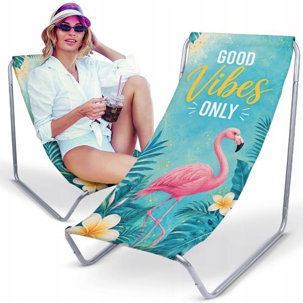 Metall Gartenliege „Good Vibes Only“ – klappbarer Produktbild 