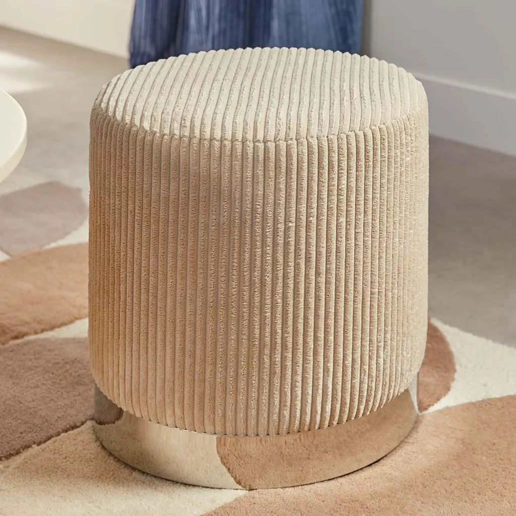 Pouf d'Appoint Blanc Ø 38 cm - Siège de Sol Gain de Place pour Salon