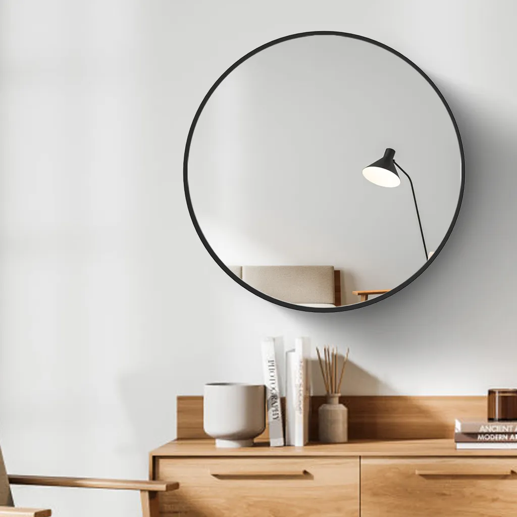 Heilmetz Miroir de Salle de Bain Rond 70cm avec Cadre en Fer Noir Chic