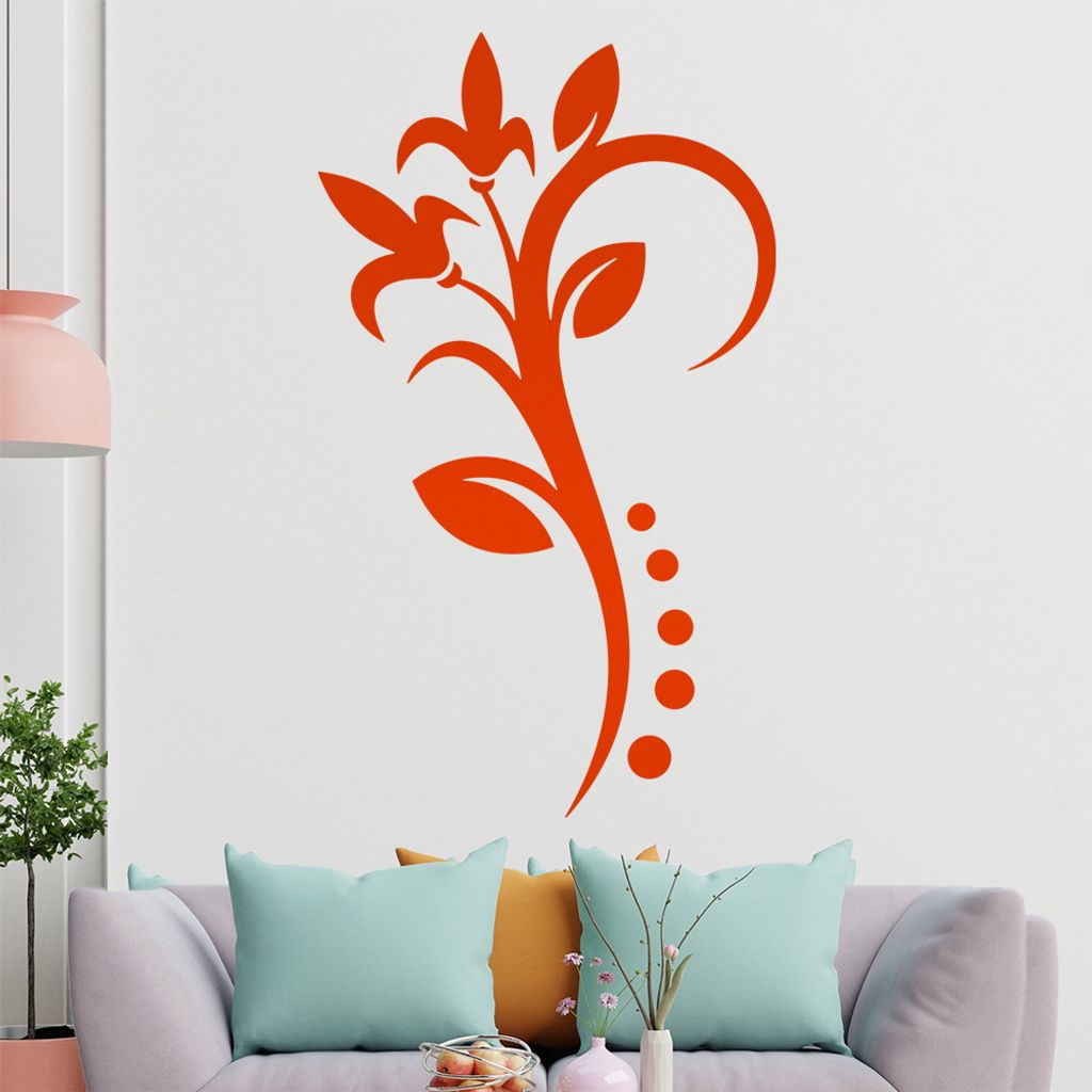 Blume - Linien Punkte Wandtattoo in 6 Größen - Wandaufkleber Wall Sticker - Dekoration, Küche, Wohnzimmer, Schlafzimmer, Badezimmer