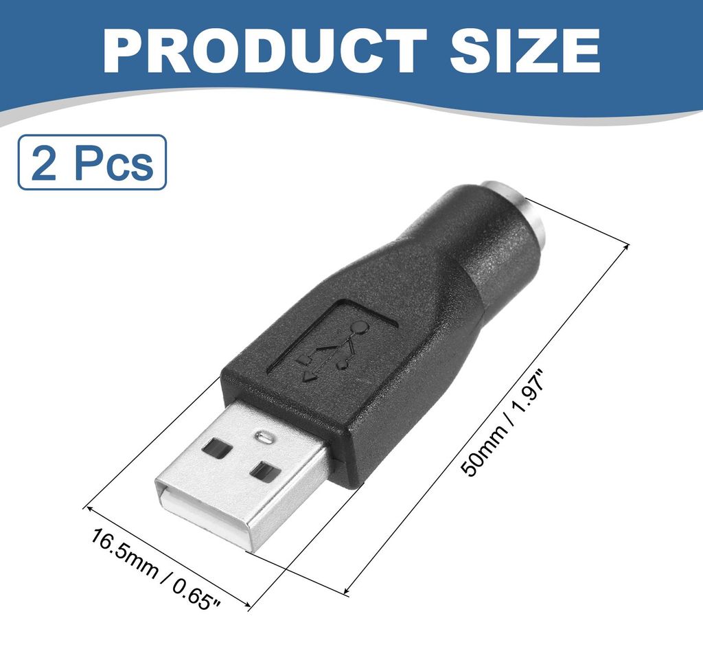 2 Stš¹ck USB auf PS/2 Maus Adapter, PS/2 Buchse zu USB Stecker Adapter fš¹r kabelgebundene Maus Tastatur Desktop PC Laptop Notebook, Schwarz