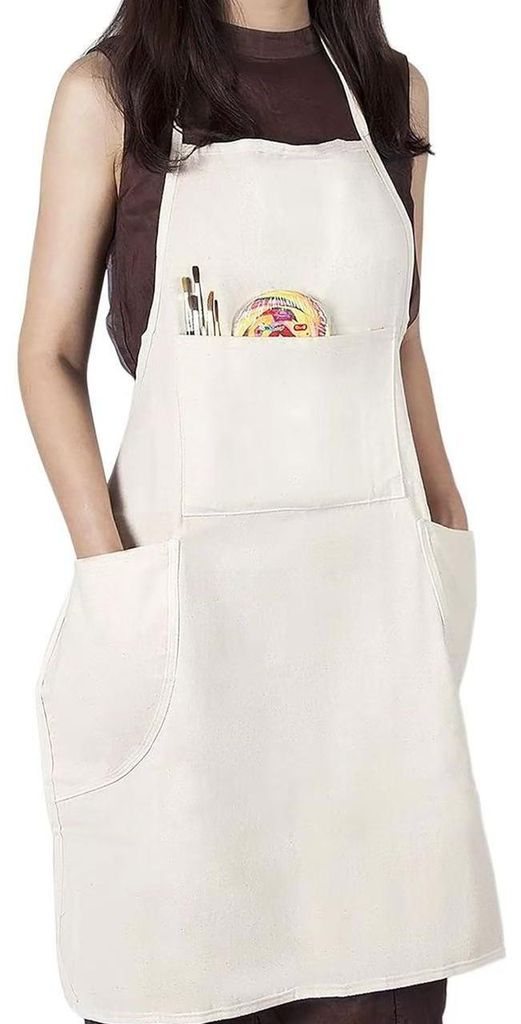 Fleckenabweisende Canvas-Schürze, Maler-Outfit für Erwachsene, bequeme und multifunktionale Arbeitsschürze mit 3 Taschen.