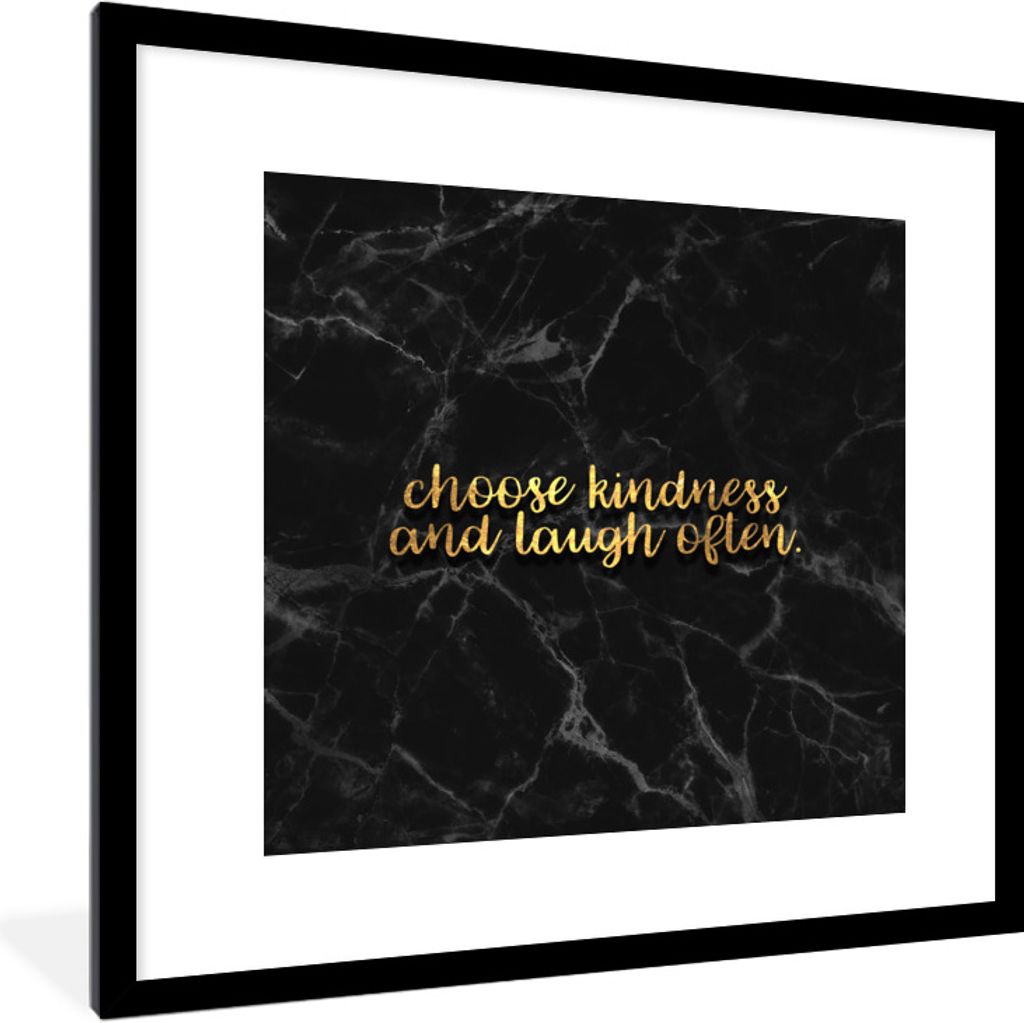 MuchoWow Gerahmtes Poster Zitate - Sprichwörter - Gold - Marmor 40x40 cm - Poster mit Schwarzem Bilderrahmen Wandposter Rahmen Foto Bilder - Pos...