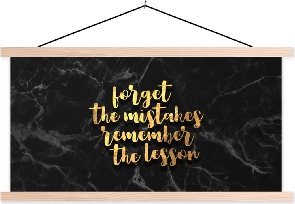 MuchoWow Textilposter Zitat - Leben - Gold - Marmor 60x30 cm mit holzfarbenen Rahmen - Dekoration