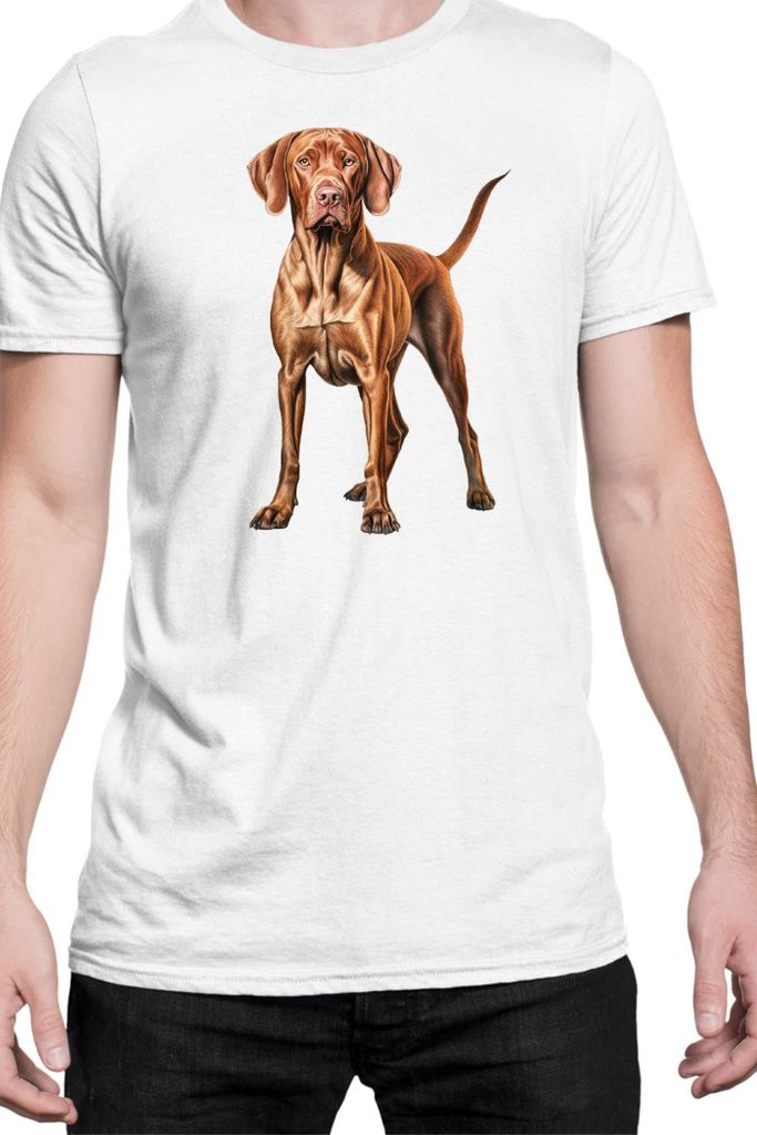 Herren T-Shirt Dogs Breeds Vizsla Dog Breed 006, Man M / Weiß