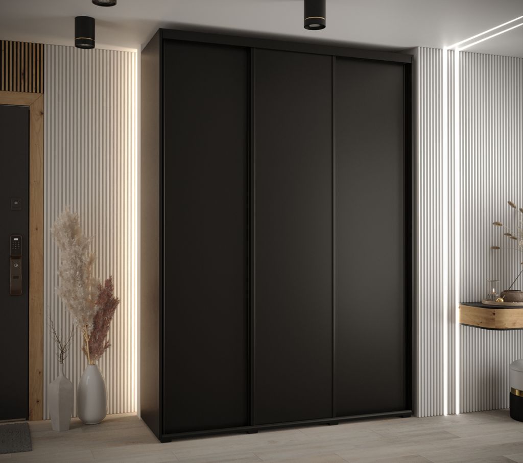 Kleiderschrank ASIRI 1 - 170/45 cm, schwarz / schwarz