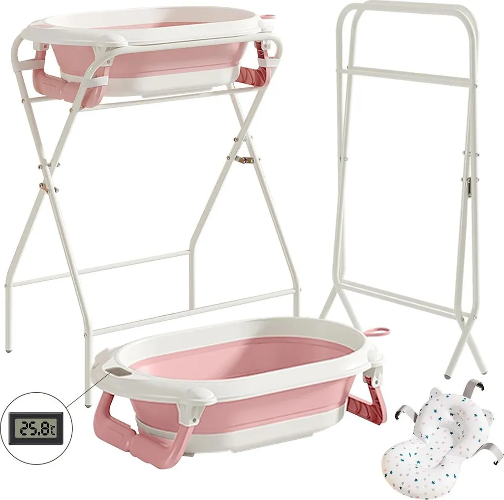 Bagnetto 3 in 1 Pieghevole Rosa: Ergonomico e Sicuro per il tuo Bebè