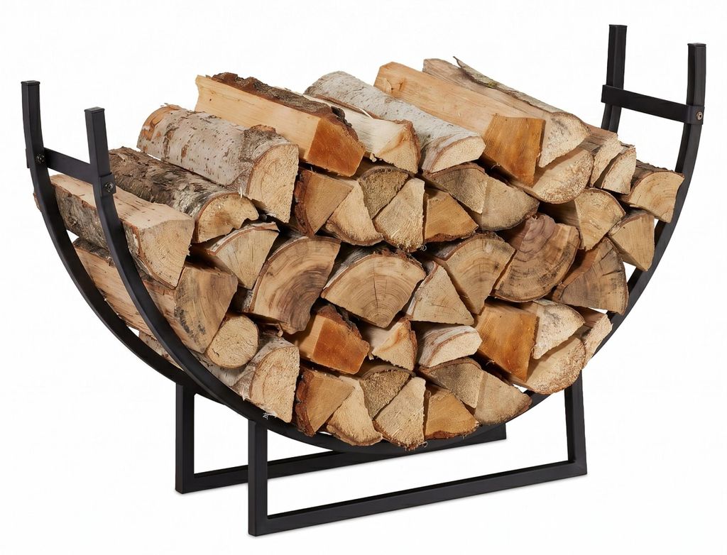 Relaxdays Kaminholzregal, halbrund, Innenbereich, Produktbild 
